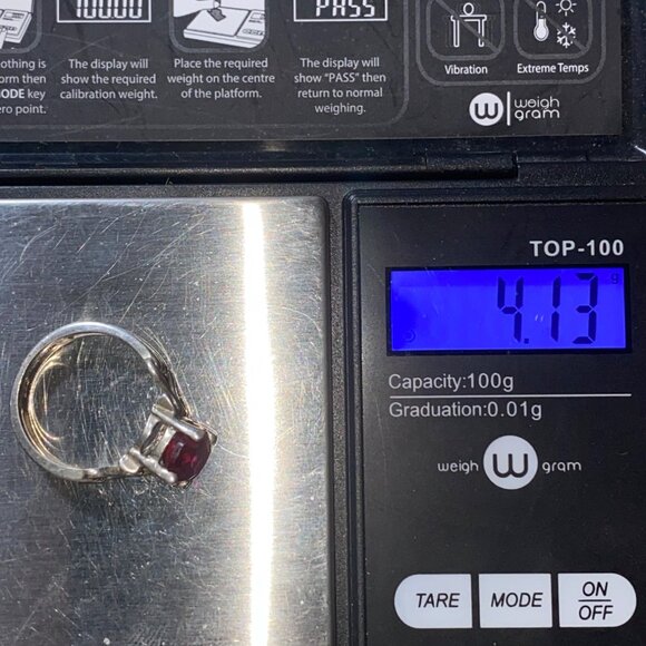 Red Ruby Gemstone Ring 3 carat Sterling Silver Oval Size 925 Lab Synthetic 38mm - Picture 5 of 14